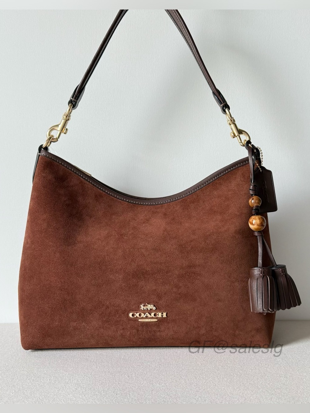 NWT Coach Laurel Shoulder & Crossbody Bag With Tassels Vintage Brown/Maple CCC75